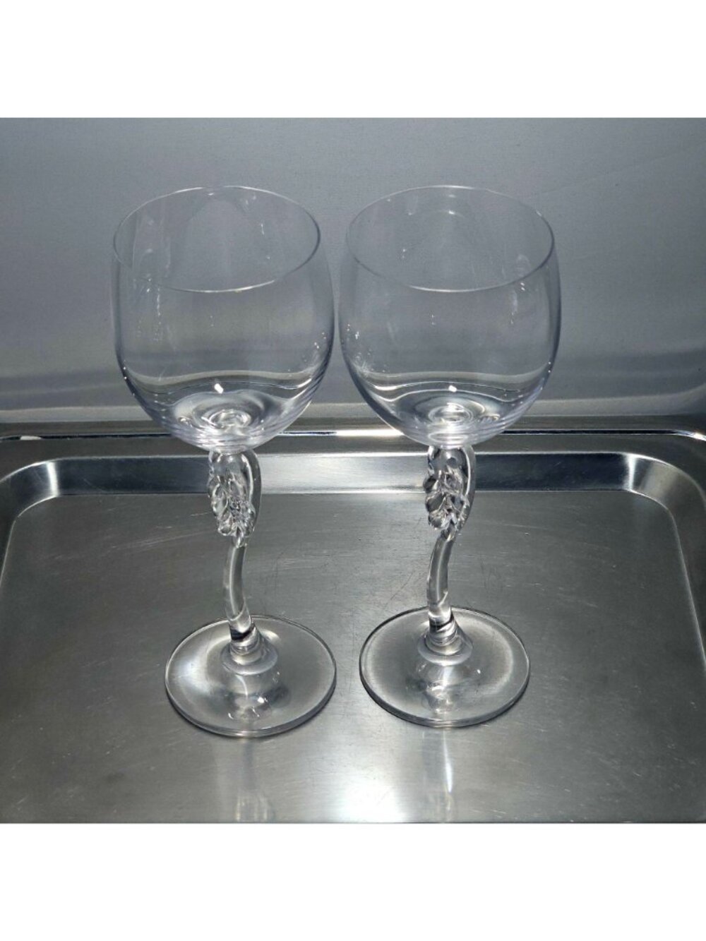 2 Mikasa Leaf Song Wine Glasses 9" art nouveau sculpted stem - Picture 2 of 8